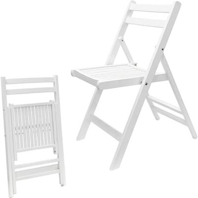 Spetebo Chaise pliante en bois Blanc Charge maximale : 100 kg 79 x 59 cm Spetebo Chaise pliante en bois Blanc Charge maximale : 100 kg 79 x 59 cm