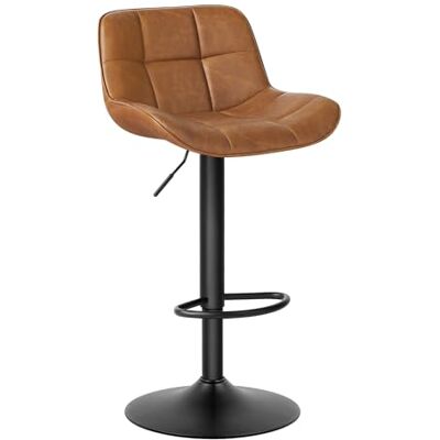 EUGAD Tabouret de bar pivotant avec repose-pieds et dossier pour pub, restaurant, cuisine, simili cuir, marron EUGAD Tabouret de bar pivotant avec repose-pieds et dossier pour pub, restaurant, cuisine, simili cuir, marron