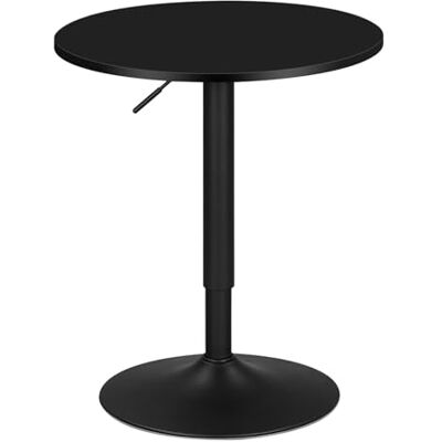 WOLTU Table de Bar Ronde, Table Haute avec Plateau Pivotant à 360° et Base en Acier, Hauteur Réglable de 70 à 91 cm, Noir WOLTU Table de Bar Ronde, Table Haute avec Plateau Pivotant à 360° et Base en Acier, Hauteur Réglable de 70 à 91 cm, Noir