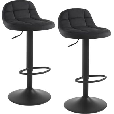 WOLTU Tabouret de Bar en Velours Lot de 2, Tabourets Hauts Pivotants à 360° avec Dossier, Repose-Pieds et Siège Réglable en Hauteur 60-82cm, Noir, BH317sz-2 WOLTU Tabouret de Bar en Velours Lot de 2, Tabourets Hauts Pivotants à 360° avec Dossier, Repose-Pieds et Siège Réglable en Hauteur 60-82cm, Noir, BH317sz-2