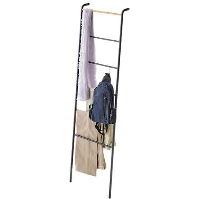 YAMAZAKI 2813 Tower Support d'échelle penchée, Noir, Acier/Bois, Minimaliste, 45 x 24 x 160 c m YAMAZAKI 2813 Tower Support d'échelle penchée, Noir, Acier/Bois, Minimaliste, 45 x 24 x 160 c m