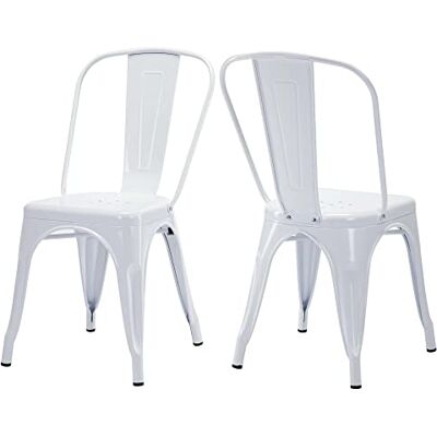 Duhome Chaise de Salle à Manger Lot de 2 Chaise de Cuisine Empilable Tabouret en Métal Siège avec Dossier pour Bar Café Salon Restaurant, Blanc Duhome Chaise de Salle à Manger Lot de 2 Chaise de Cuisine Empilable Tabouret en Métal Siège avec Dossier pour Bar Café Salon Restaurant, Blanc