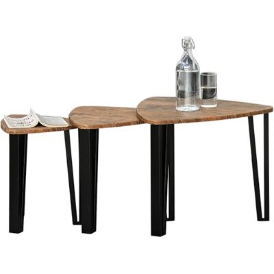 HOMCOM Ensemble de 3 Tables Basses gigognes encastrables Style Industriel piètements métal Noir en épingle Plateaux Aspect Bois de Noyer HOMCOM Ensemble de 3 Tables Basses gigognes encastrables Style Industriel piètements métal Noir en épingle Plateaux Aspect Bois de Noyer