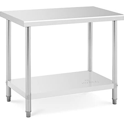 Royal Catering Table De Travail Cuisine Plan Professionnel Table Préparation Confection Boucher Avec Tablette Étagère RCAT-100/60 (Capacité : 400 kg (300 kg + 100 kg), Pieds Réglables, Inox) Royal Catering Table De Travail Cuisine Plan Professionnel Table Préparation Confection Boucher Avec Tablette Étagère RCAT-100/60 (Capacité : 400 kg (300 kg + 100 kg), Pieds Réglables, Inox)