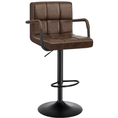 WOLTU Tabouret de bar Avec dossier En cuir synthétique Réglable en hauteur Pivotant Marron foncé WOLTU Tabouret de bar Avec dossier En cuir synthétique Réglable en hauteur Pivotant Marron foncé
