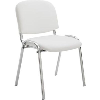 CLP Chaise de Conférence Ken Piétement en Métal Chromé Chaise Visiteur avec Revêtement en Similicuir de Qualité Chaise Confortable et Em, Couleur:Blanc CLP Chaise de Conférence Ken Piétement en Métal Chromé Chaise Visiteur avec Revêtement en Similicuir de Qualité Chaise Confortable et Em, Couleur:Blanc
