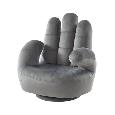 Unique -Fauteuil main enfant pivotant en velours CATCHY Anthracite Unique -Fauteuil main enfant pivotant en velours CATCHY Anthracite