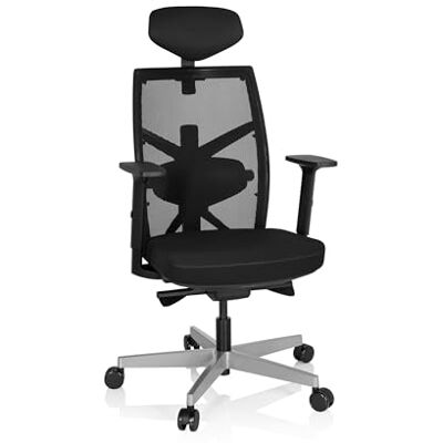 hjh OFFICE 640450 Bellac Chaise de bureau professionnelle pivotante ergonomique en maille avec appui-tête Noir hjh OFFICE 640450 Bellac Chaise de bureau professionnelle pivotante ergonomique en maille avec appui-tête Noir