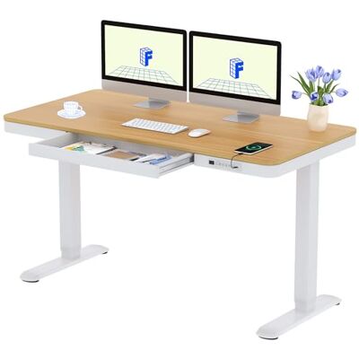 FLEXISPOT Bureau Assis Debout Électrique 140 x70cm avec Affichage LED,Fonction Mémoire et Port USB,Table Électrique avec Tiroir pour Bureau à Domicile (Érable) FLEXISPOT Bureau Assis Debout Électrique 140 x70cm avec Affichage LED,Fonction Mémoire et Port USB,Table Électrique avec Tiroir pour Bureau à Domicile (Érable)