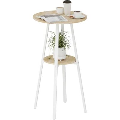 HOMCOM Table de Bar Ronde avec Étagère Ø55x95cm Bois et Blanc Table de cuisine haute gain de place, cadre en métal, pour 2, pour cuisine/salle à manger. HOMCOM Table de Bar Ronde avec Étagère Ø55x95cm Bois et Blanc Table de cuisine haute gain de place, cadre en métal, pour 2, pour cuisine/salle à manger.