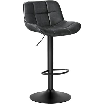 EUGAD Tabouret de bar avec dossier, réglable, PU vintage, anthracite EUGAD Tabouret de bar avec dossier, réglable, PU vintage, anthracite