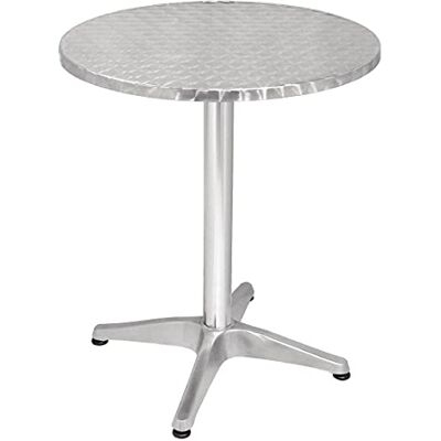 Bolero Table ronde avec bord recourbé et pied très résistant, gris, plateau en acier inoxydable et base en aluminium, taille : 720 (H) x 600 mm (Dia) mm, U425 Bolero Table ronde avec bord recourbé et pied très résistant, gris, plateau en acier inoxydable et base en aluminium, taille : 720 (H) x 600 mm (Dia) mm, U425