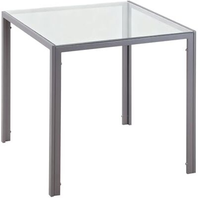 HOMCOM Table à Manger carrée pour 2-4 Personnes, 75 x 75 x 75 cm, Table de Cuisine avec Plateau en Verre trempé et Pieds en métal, Style Moderne, Gris HOMCOM Table à Manger carrée pour 2-4 Personnes, 75 x 75 x 75 cm, Table de Cuisine avec Plateau en Verre trempé et Pieds en métal, Style Moderne, Gris