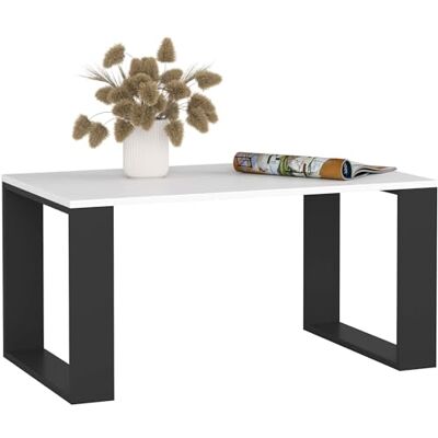 AKORD Table basse en bois NOX avec étagère, 92 x 45 x 53 cm, pour salon, chambre à coucher, armoire, design minimaliste moderne, plaque stratifiée de 16 mm, couleur blanc et noir AKORD Table basse en bois NOX avec étagère, 92 x 45 x 53 cm, pour salon, chambre à coucher, armoire, design minimaliste moderne, plaque stratifiée de 16 mm, couleur blanc et noir
