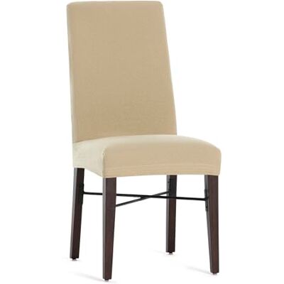 Eysa Lot de 2 housses bi-élastiques pour chaise avec dossier Couleur beige Motif Harlem Eysa Lot de 2 housses bi-élastiques pour chaise avec dossier Couleur beige Motif Harlem