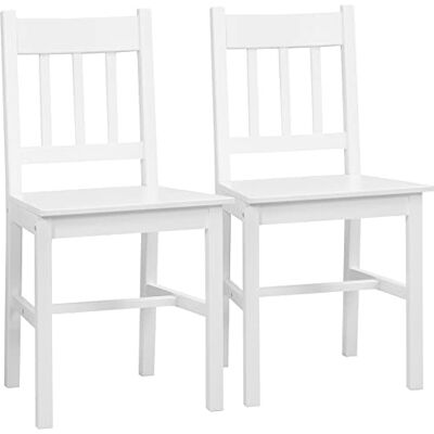 HOMCOM Lot de 2 chaises de Salle à Manger en Bois Massif, Chaise de Cuisine, Dossier Lattes, Esprit Campagne, pour Salon, Salle de séjour, Cuisine, Blanc HOMCOM Lot de 2 chaises de Salle à Manger en Bois Massif, Chaise de Cuisine, Dossier Lattes, Esprit Campagne, pour Salon, Salle de séjour, Cuisine, Blanc