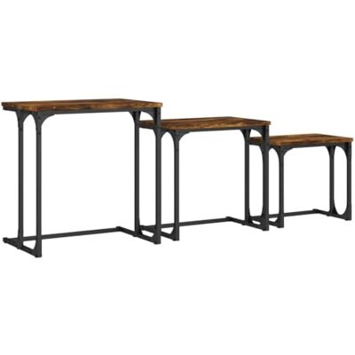 vidaXL Tables basses gigognes 3 pcs chêne fumé bois d'ingénierie vidaXL Tables basses gigognes 3 pcs chêne fumé bois d'ingénierie