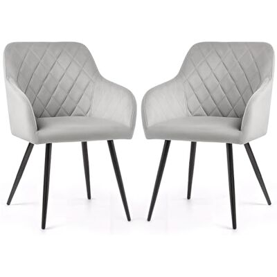 AKORD Velto Lot de 2 chaises de salle à manger rembourrées avec accoudoirs et pieds noirs pour cuisine et salle à manger Gris 58 x 54,5 x 82 cm AKORD Velto Lot de 2 chaises de salle à manger rembourrées avec accoudoirs et pieds noirs pour cuisine et salle à manger Gris 58 x 54,5 x 82 cm