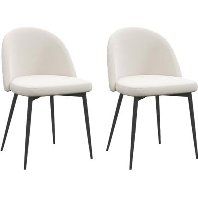 HOMCOM Lot de 2 chaises Salle à Manger Chaise de Cuisine scandinave Chaise en Velours rembourrée avec Pieds effilés en métal, pour Salon, Salle à Manger, crème HOMCOM Lot de 2 chaises Salle à Manger Chaise de Cuisine scandinave Chaise en Velours rembourrée avec Pieds effilés en métal, pour Salon, Salle à Manger, crème