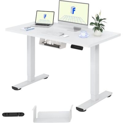 FLEXISPOT QN1 Bureau debout électrique en une pièce réglable en hauteur avec crochet pour sac à dos, panneau intelligent pour bureau à domicile, 100 x 60 cm, blanc FLEXISPOT QN1 Bureau debout électrique en une pièce réglable en hauteur avec crochet pour sac à dos, panneau intelligent pour bureau à domicile, 100 x 60 cm, blanc