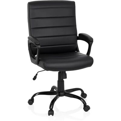 hjh OFFICE 738112 Ergosmooth Big Chaise de bureau pivotante en cuir synthétique avec fonction bascule Noir hjh OFFICE 738112 Ergosmooth Big Chaise de bureau pivotante en cuir synthétique avec fonction bascule Noir