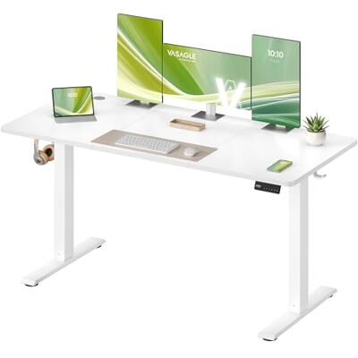 VASAGLE Bureau réglable en hauteur, bureau debout, bureau d'ordinateur, rappel de sédentarité, fonction mémoire avec 4 hauteurs, pour bureau, 140 x 60 cm, blanc nuage LSD314WZ03 VASAGLE Bureau réglable en hauteur, bureau debout, bureau d'ordinateur, rappel de sédentarité, fonction mémoire avec 4 hauteurs, pour bureau, 140 x 60 cm, blanc nuage LSD314WZ03
