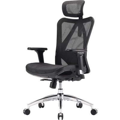 SIHOO M57 Chaise de bureau ergonomique avec accoudoirs réglables 3D et soutien lombaire, dossier haut en maille douce pour la peau, charge jusqu'à 150 kg (noir) SIHOO M57 Chaise de bureau ergonomique avec accoudoirs réglables 3D et soutien lombaire, dossier haut en maille douce pour la peau, charge jusqu'à 150 kg (noir)