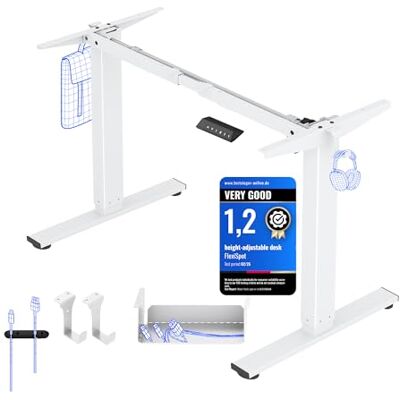 FLEXISPOT Basic Bureau Assis Debout Bureau Électrique Réglable en Hauteur, Cadre en Acier à 2 Étages avec Puissant MoteurBouton, Haut et Bas, Blanc Pour Travail, Industriel FLEXISPOT Basic Bureau Assis Debout Bureau Électrique Réglable en Hauteur, Cadre en Acier à 2 Étages avec Puissant MoteurBouton, Haut et Bas, Blanc Pour Travail, Industriel