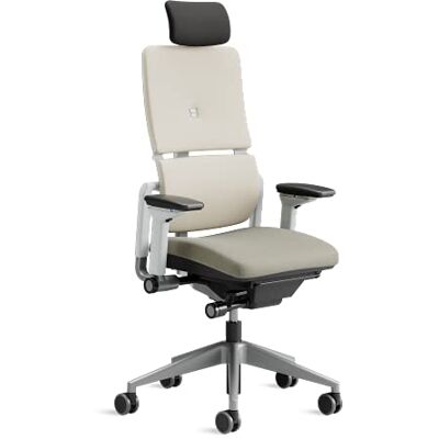 Steelcase Please, chaise pivotante ergonomique avec soutien lombaire et têtière réglable Truffe Steelcase Please, chaise pivotante ergonomique avec soutien lombaire et têtière réglable Truffe