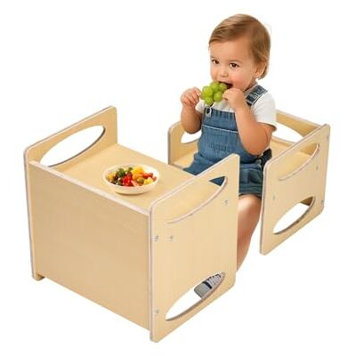 VEVOR Ensemble Table et Chaises pour Diversification Alimentaire Enfants, Mobilier pour DME en Bois, Table de d'Activités pour Enfants à Hauteur Réglable, pour Dessiner Lire Manger, Tout-Petits VEVOR Ensemble Table et Chaises pour Diversification Alimentaire Enfants, Mobilier pour DME en Bois, Table de d'Activités pour Enfants à Hauteur Réglable, pour Dessiner Lire Manger, Tout-Petits