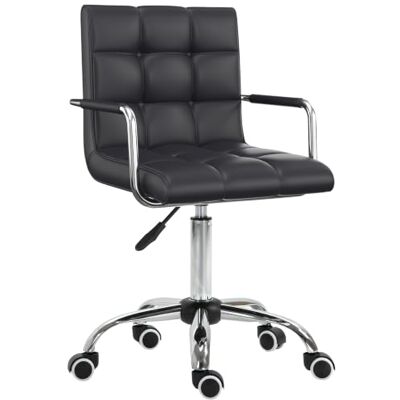 HOMCOM Chaise de Bureau Fauteuil Manager Pivotant Hauteur Réglable Noir Revêtement Synthétique Capitonné HOMCOM Chaise de Bureau Fauteuil Manager Pivotant Hauteur Réglable Noir Revêtement Synthétique Capitonné