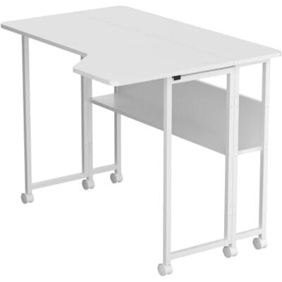 Maclean Bureau pliable avec étagère et roulettes 100x73 cm (blanc) Maclean Bureau pliable avec étagère et roulettes 100x73 cm (blanc)