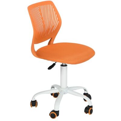 FurnitureR Chaise de bureau colorée Design moderne et réglable Siège d'ordinateur pivotant sans bras Pour chambre d'enfant, bureau à domicile Orange FurnitureR Chaise de bureau colorée Design moderne et réglable Siège d'ordinateur pivotant sans bras Pour chambre d'enfant, bureau à domicile Orange