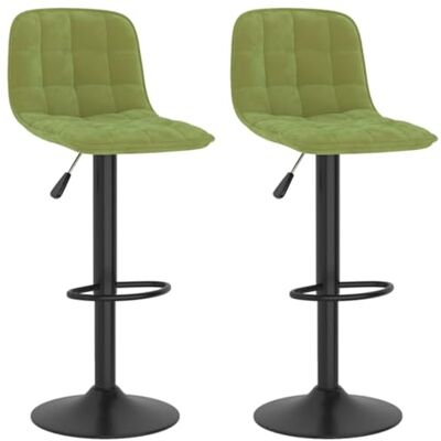 Tabourets de Bar en Velours Réglables Vidaxl - 2 pcs, Vert Clair Tabourets de Bar en Velours Réglables Vidaxl - 2 pcs, Vert Clair