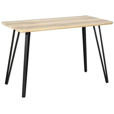 HOMCOM Table à Manger Design Industriel Grand Plateau dim. 120L x 60l x 75H cm Pieds métal Noir en épingles MDF Aspect chêne Clair HOMCOM Table à Manger Design Industriel Grand Plateau dim. 120L x 60l x 75H cm Pieds métal Noir en épingles MDF Aspect chêne Clair