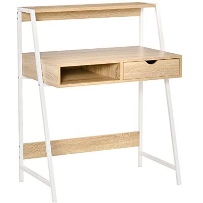 HOMCOM Bureau Secrétaire Bureau Informatique Style Néo-Rétro Chêne Clair HOMCOM Bureau Secrétaire Bureau Informatique Style Néo-Rétro Chêne Clair