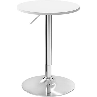 WOLTU Table de Bar Ronde, Table Haute avec Plateau Pivotant à 360° et Base en Acier, Hauteur Réglable de 70 à 91 cm, Blanc WOLTU Table de Bar Ronde, Table Haute avec Plateau Pivotant à 360° et Base en Acier, Hauteur Réglable de 70 à 91 cm, Blanc