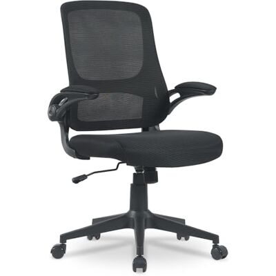 Waytex Fauteuil de Bureau Ergonomique Tissu et Maille – Accoudoirs Relevables – Réglable en Hauteur – Mécanisme Basculant – pour Professionnels et particuliers Noir Waytex Fauteuil de Bureau Ergonomique Tissu et Maille – Accoudoirs Relevables – Réglable en Hauteur – Mécanisme Basculant – pour Professionnels et particuliers Noir