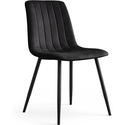 AKORD LIVO Chaise de salle à manger rembourrée, en velours, pieds en métal noir, charge maximale : 130 kg, pour cuisine et salle à manger, 43,5 x 45,5 x 87 cm, noire AKORD LIVO Chaise de salle à manger rembourrée, en velours, pieds en métal noir, charge maximale : 130 kg, pour cuisine et salle à manger, 43,5 x 45,5 x 87 cm, noire