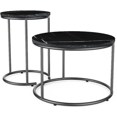 Vicco Set de tables basses "Ottawa", Marbre noir, 55x55cm 2 parties, pour une utilisation flexible comme table d’appoint et de rangement Vicco Set de tables basses "Ottawa", Marbre noir, 55x55cm 2 parties, pour une utilisation flexible comme table d’appoint et de rangement
