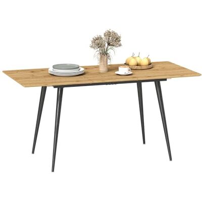 HOMCOM Table à Manger Pliante pour Cuisine rectangulaire, Table Extensible 120-160 cm jusqu'à 6 à 8 Personnes avec Pieds en Acier, Naturel HOMCOM Table à Manger Pliante pour Cuisine rectangulaire, Table Extensible 120-160 cm jusqu'à 6 à 8 Personnes avec Pieds en Acier, Naturel