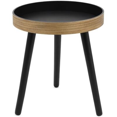 Spetebo Table d'appoint en bois avec plateau rond noir naturel – env. Ø 38 cm – Table de canapé décorative – Compact et moderne – Table de rangement de salon Spetebo Table d'appoint en bois avec plateau rond noir naturel – env. Ø 38 cm – Table de canapé décorative – Compact et moderne – Table de rangement de salon