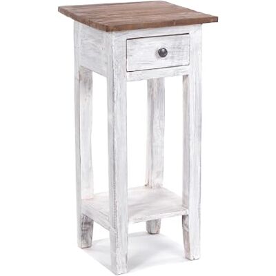 DESIGN DELIGHTS Table d'appoint vintage en bois recyclé en acajou 65 x 31 x 31 cm (H x l x P) Design shabby Couleur : blanc naturel DESIGN DELIGHTS Table d'appoint vintage en bois recyclé en acajou 65 x 31 x 31 cm (H x l x P) Design shabby Couleur : blanc naturel
