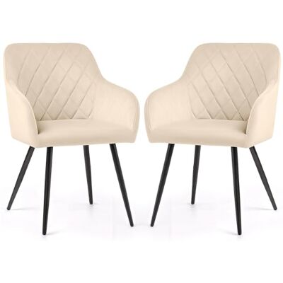 AKORD Velto Lot de 2 chaises de salle à manger rembourrées avec accoudoirs et pieds noirs pour cuisine et salle à manger Beige 58 x 54,5 x 82 cm AKORD Velto Lot de 2 chaises de salle à manger rembourrées avec accoudoirs et pieds noirs pour cuisine et salle à manger Beige 58 x 54,5 x 82 cm