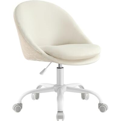 SONGMICS Chaise de Bureau, Fauteuil Pivotant avec Face Avant en Velours, Siège Confort, Rembourrage en Mousse, Réglable en Hauteur, pour Bureau, Chambre, Blanc Crème OBG020WD01 SONGMICS Chaise de Bureau, Fauteuil Pivotant avec Face Avant en Velours, Siège Confort, Rembourrage en Mousse, Réglable en Hauteur, pour Bureau, Chambre, Blanc Crème OBG020WD01