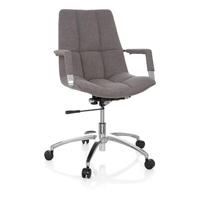 hjh OFFICE 670911 SARANTO Chaise de bureau en tissu gris avec accoudoirs au design rétro Hauteur réglable hjh OFFICE 670911 SARANTO Chaise de bureau en tissu gris avec accoudoirs au design rétro Hauteur réglable