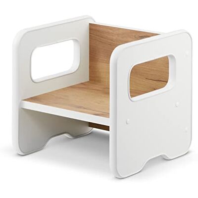 defiPad Tabouret pour Enfant Tabouret élégant Double Face Fauteuil Enfant à partir de 1 an Chaise pour Enfant en Bois Chaise Transformable en Table (Blanc + Chêne) defiPad Tabouret pour Enfant Tabouret élégant Double Face Fauteuil Enfant à partir de 1 an Chaise pour Enfant en Bois Chaise Transformable en Table (Blanc + Chêne)