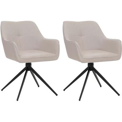 Mendler HWC-O47 Lot de 2 chaises de salle à manger, cuisine, avec accoudoirs pivotantes, retour automatique, tissu/textile, 270 g/m², blanc crème Mendler HWC-O47 Lot de 2 chaises de salle à manger, cuisine, avec accoudoirs pivotantes, retour automatique, tissu/textile, 270 g/m², blanc crème