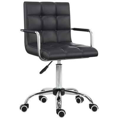 HOMCOM Chaise de Bureau Fauteuil Manager pivotant Hauteur réglable revêtement synthétique capitonné Noir HOMCOM Chaise de Bureau Fauteuil Manager pivotant Hauteur réglable revêtement synthétique capitonné Noir