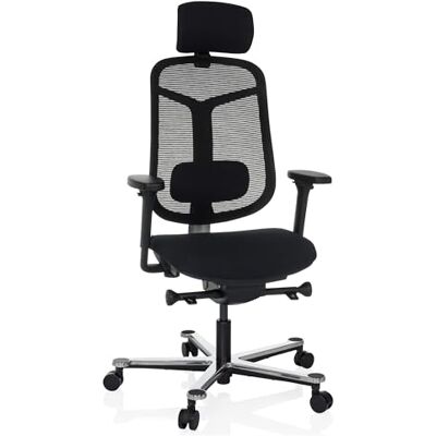 hjh OFFICE Chaise de bureau ergonomique bicolore, pivotante, avec support lombaire réglable, assise inclinable et réglable en profondeur, noir/argenté hjh OFFICE Chaise de bureau ergonomique bicolore, pivotante, avec support lombaire réglable, assise inclinable et réglable en profondeur, noir/argenté